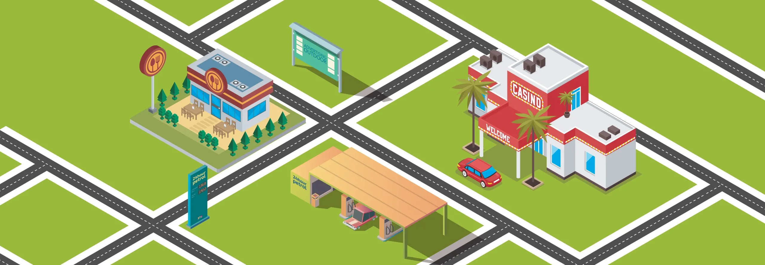 Business sign type and service area map overview